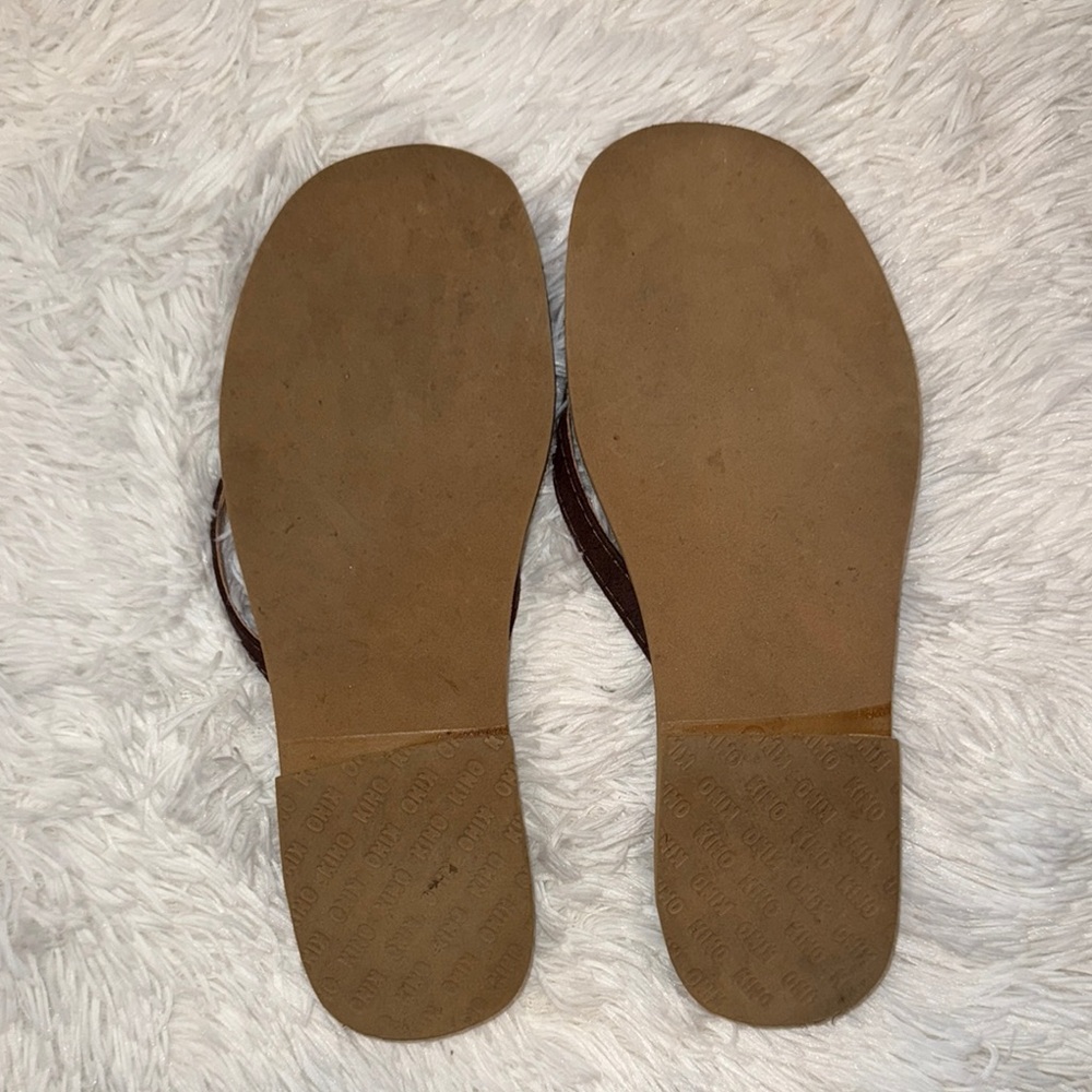 Key West Kino Chocolate Brown Leather Sandals Flip Flops - 7 - Picture 3 of 4
